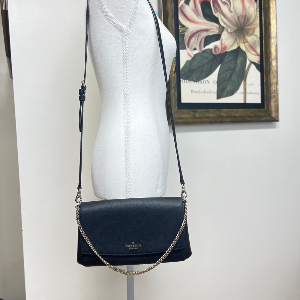 Kate Spade Black Crossbody, EUC with silver tone Chain Strap/ hardware.
